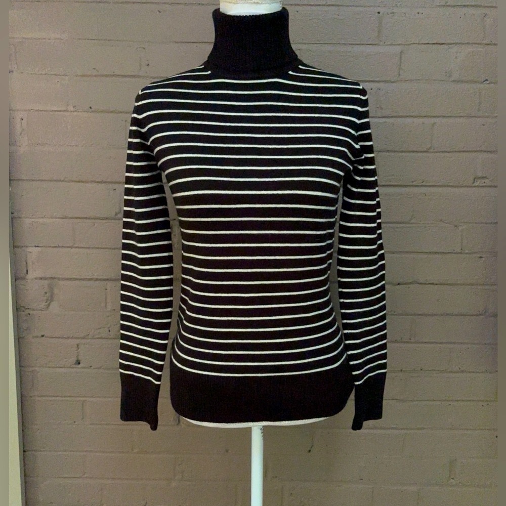 French Connection black & white stripe turtleneck sweater S